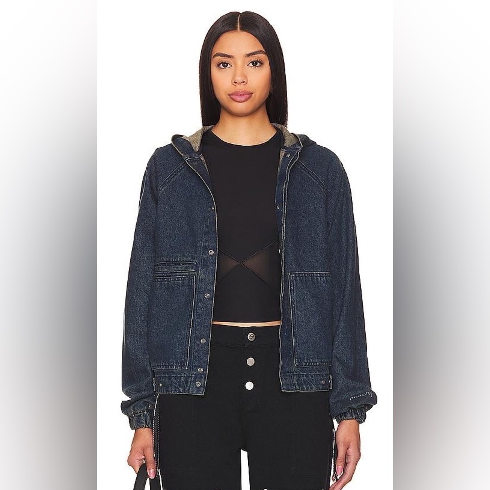 Peachy Den Denim Hooded Jenn Jacket SIZE Small
